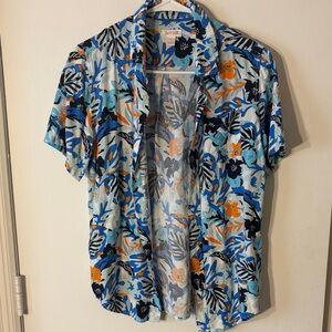 Cat & Jack Blue and Orange Floral Shirt